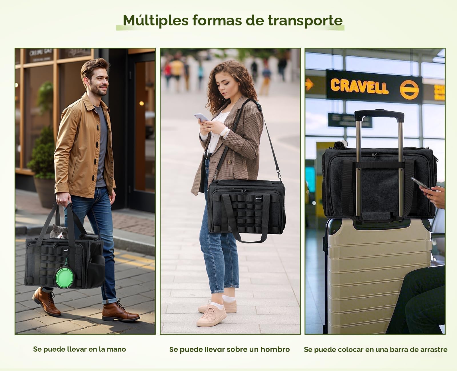 Pecute Transportín para Gatos Extensible, Aprobado por Aerolíneas, Bolso Suave Transpirable hasta 5kg/12lbs, Plegable para Viajes, Aire Libre y Camping, Gris Oscuro