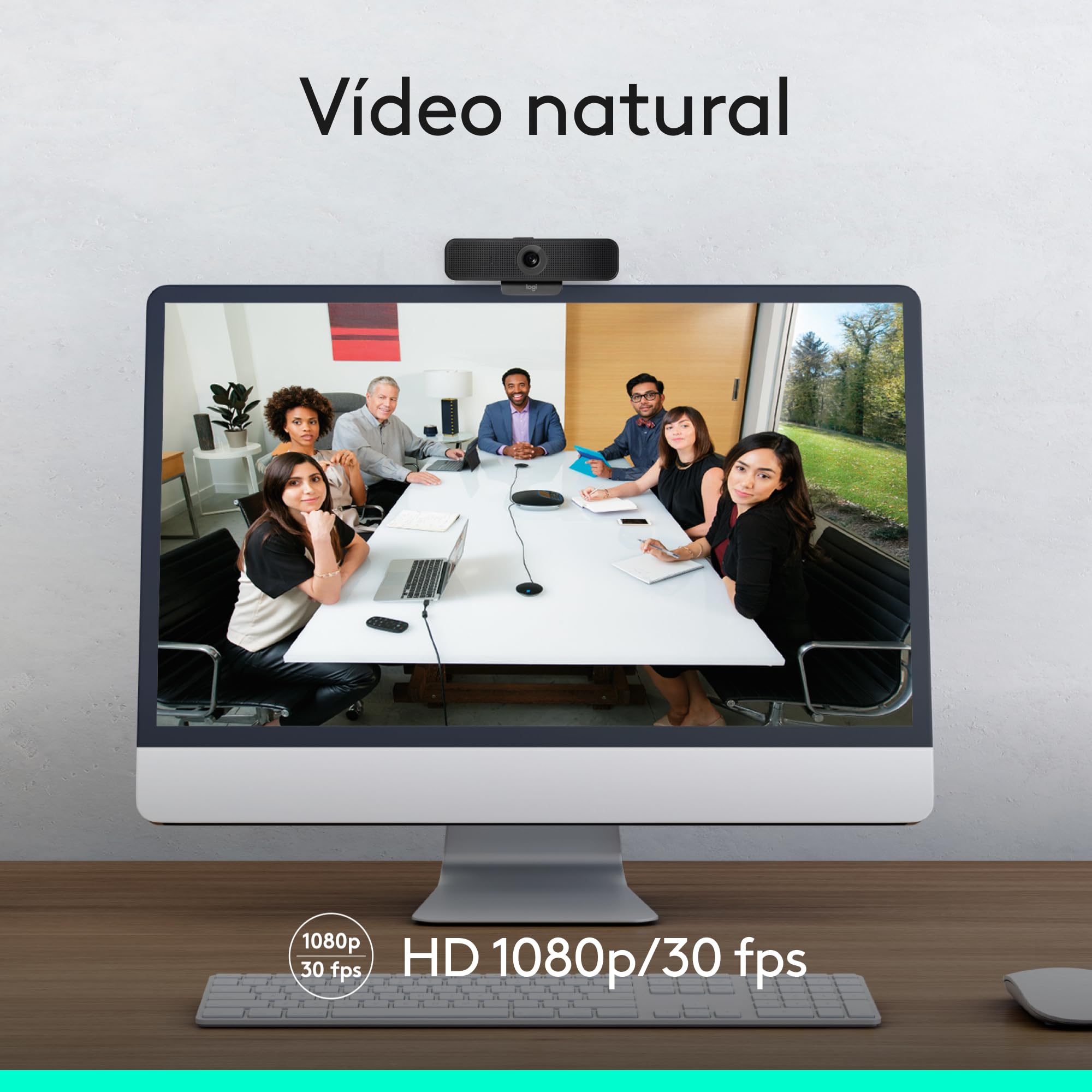 Logitech C925e, Webcam empresarial, Video HD 1080p/30fps, corrección de luz, Enfoque automático, Audio Claro, Obturador de privacidad, para Microsoft Teams, Google Meet, Skype, WebEx, Cisco - Negro