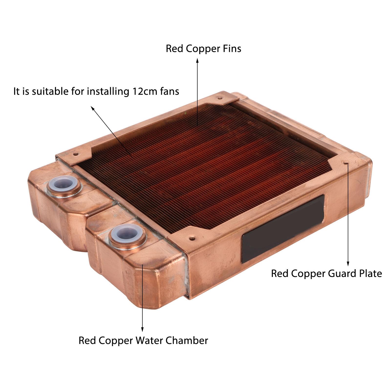 Bewinner Radiatore per Computer con Raffreddamento Ad Acqua, 7 Tubi Scambiatore di Calore in Rame Rosso Dissipatore di Calore per Radiatore di Raffreddamento a Liquido 120mm per
