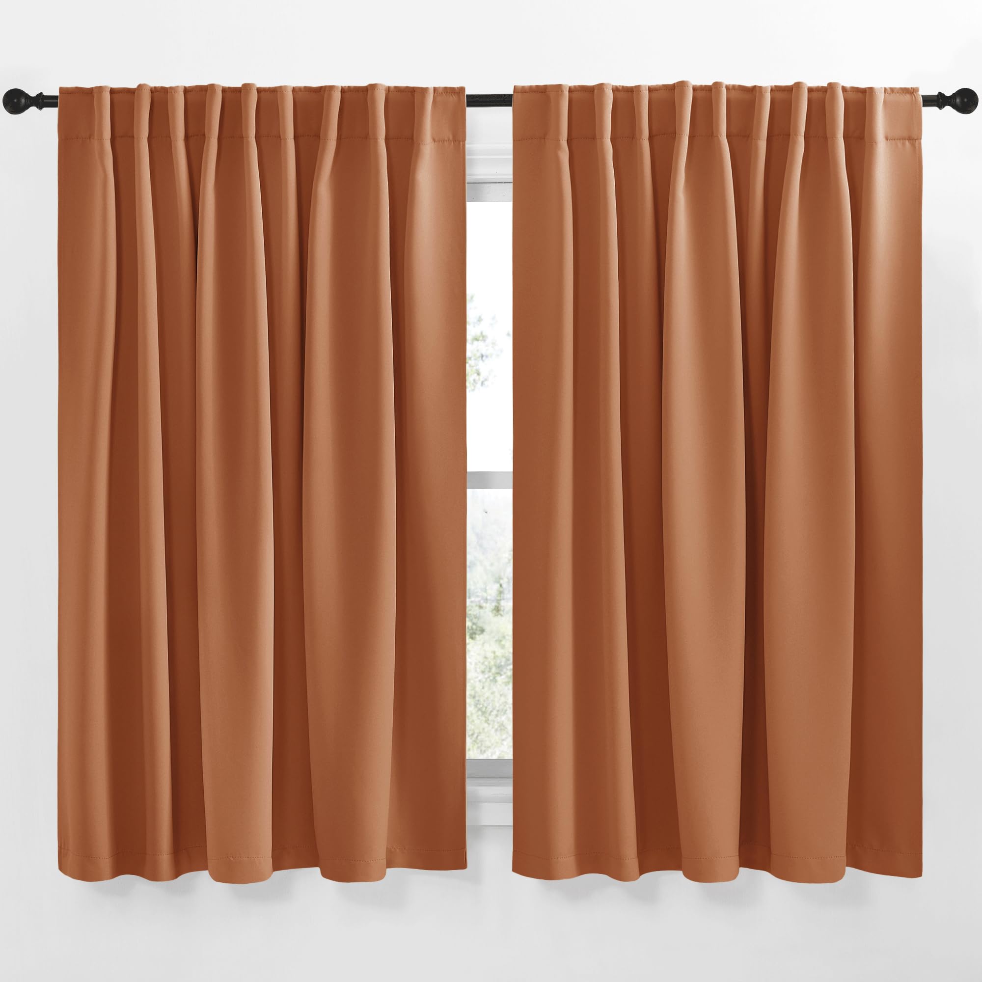 NICETOWN Blackout Curtain Panels Window Draperies - (Burnt Orange Color) 70x63 inch, 2 Pieces, Insulating Room Darkening Blackout Drapes for Bedroom