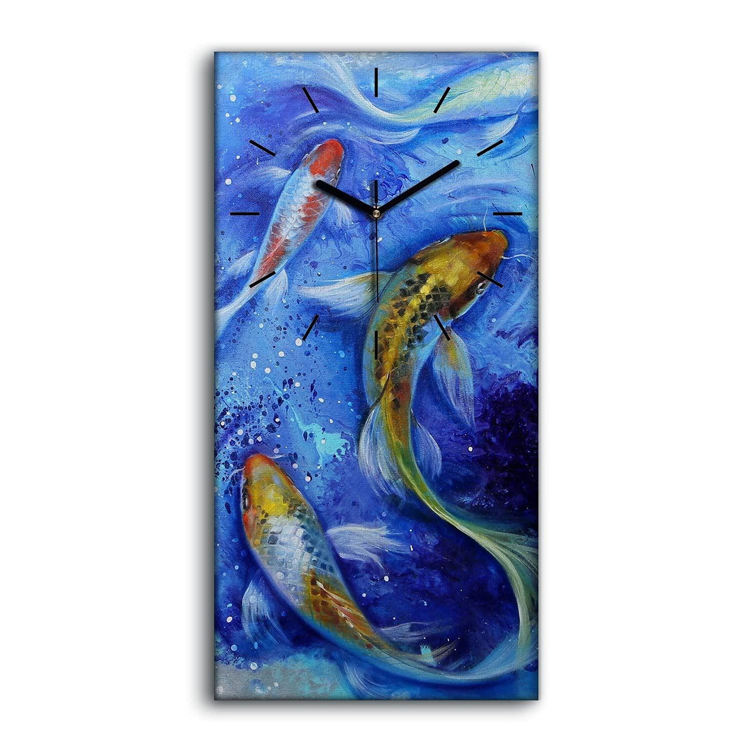 Horloge sur Toile Fish Koi Art de l'Eau Coloray 30x60cm
