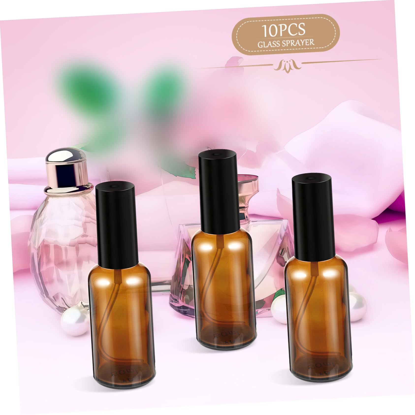 Didiseaon Bottiglia Spray per Profumo in Vetro Marrone 50ml, 10 Pezzi | Ricaricabile e Riutilizzabile, Formato Compatto Leggero, per Viaggio e Outdoor