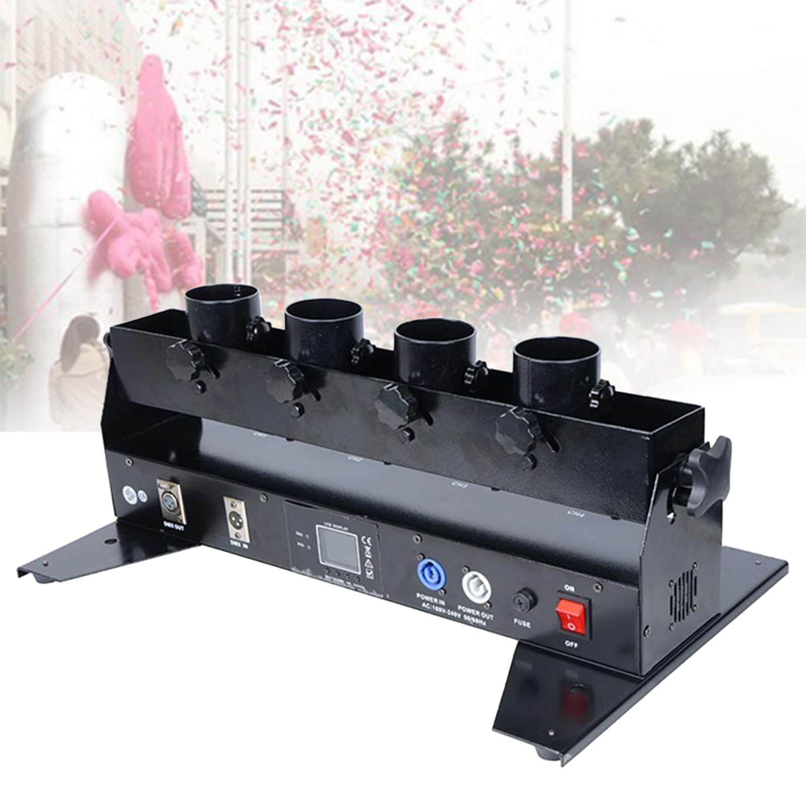 Máquina lanzadora de confeti profesional, eléctrica, 4 disparos, DJ para fiestas, clubs, bares, bodas, Navidad, Halloween y Pascua.