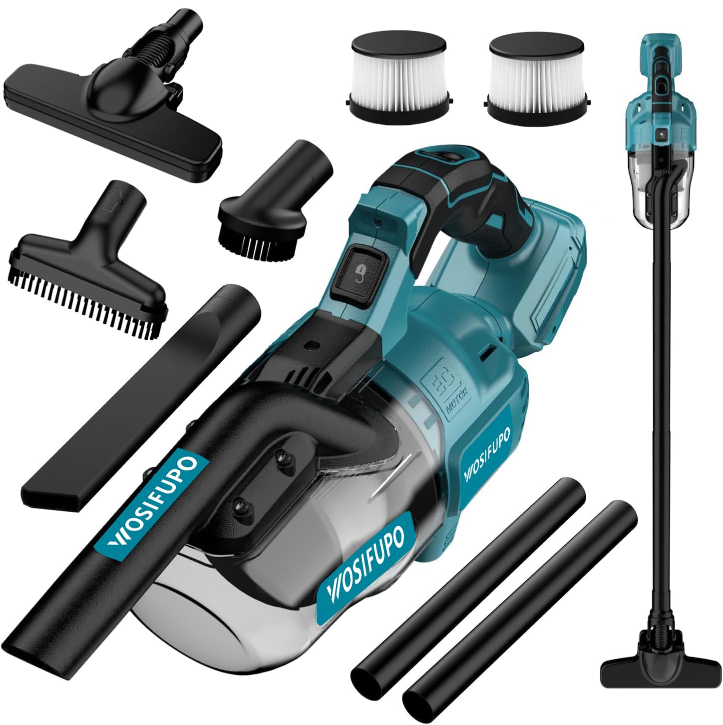 Akku Staubsauger für Makita 18V Akkus,20000Pa Leichter Staubsauger mit HEPA-Filter,5in1 Handstaubsauger mit LED-Licht Für Teppich,Hartboden,Möbel,Auto (Ohne Akku) Blau