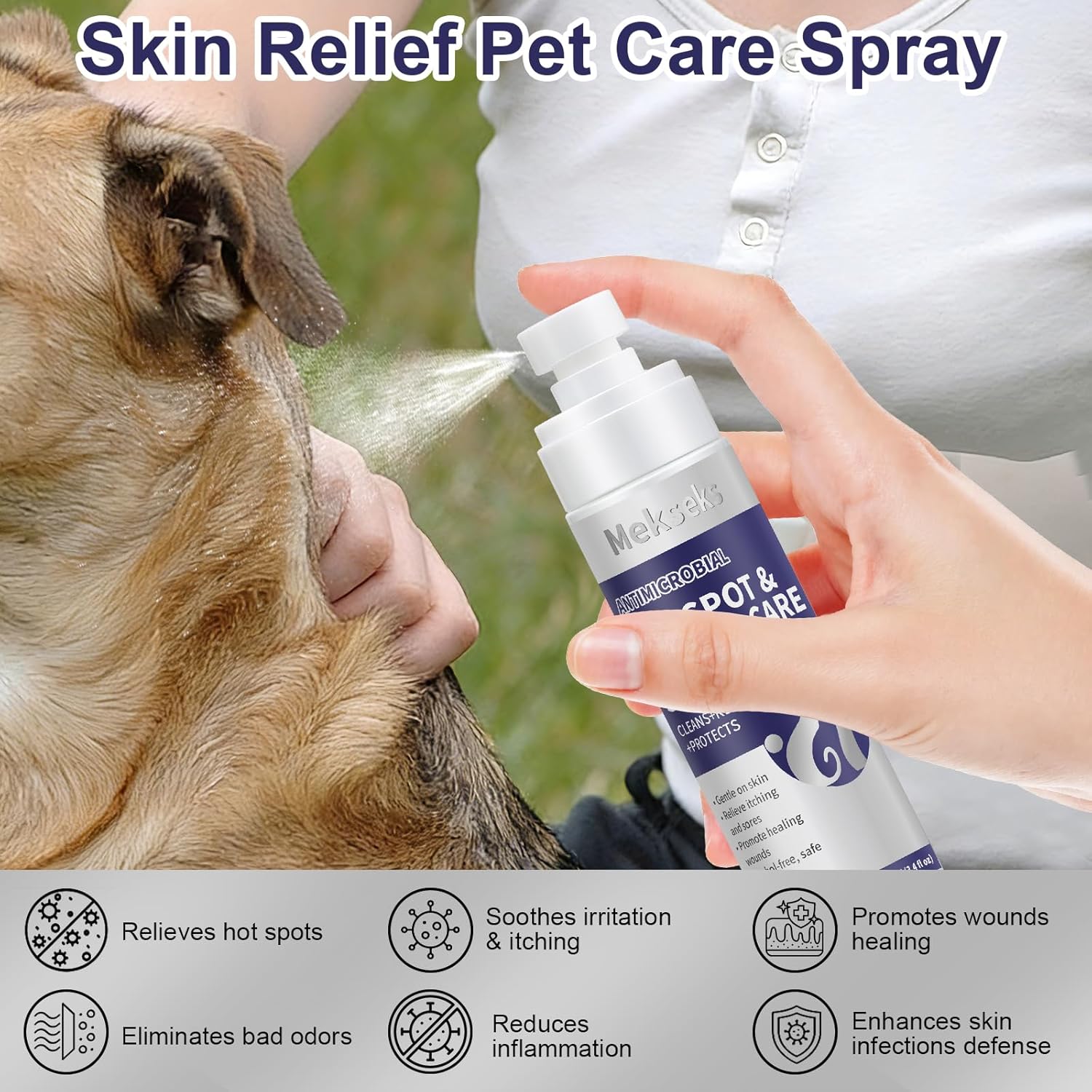 Pet Grooming Kits Gifts for Dogs: Skin Hot Spot Wound Care Spray, Brighten Eyes Tear Stains Remover Drops, Nutritious Vitamin Treats