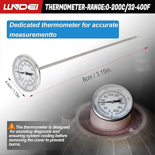 Miniatura 5 de LLNDEI Kit de probador de presión de refrigeranteradiadorsistema de refrigeración con bomba de mano, adaptadores de radiador, universal para varios