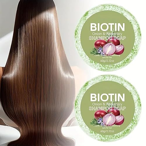 Miniatura 3 de 2 barras de champú de biotina de cebolla y romero para el crecimiento del cabello, barra de champú de biotina de cebolla para pérdida de cabello y