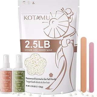 KOTAMU Hard Wax Beads, 2.5lb Waxing Beads for Full Body Bikini Brazilian Facial Leg Sensitive Skin Hair Removal, Unscented Wax Beans Target All Hair Types, Ideal for Women Men at Home & Salon Waxing