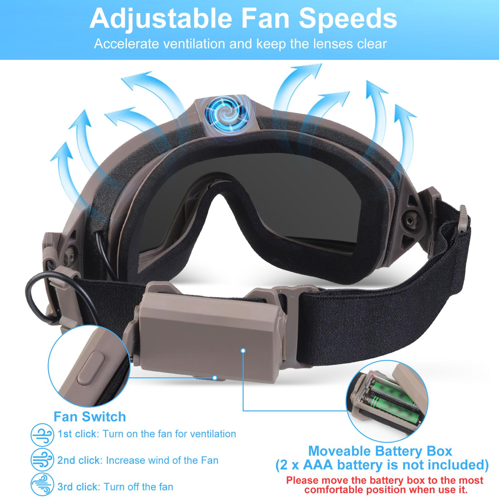 Gafas de Airsoft antivaho, gafas tácticas con ventilador y lentes intercambiables, gafas de seguridad militar y gafas