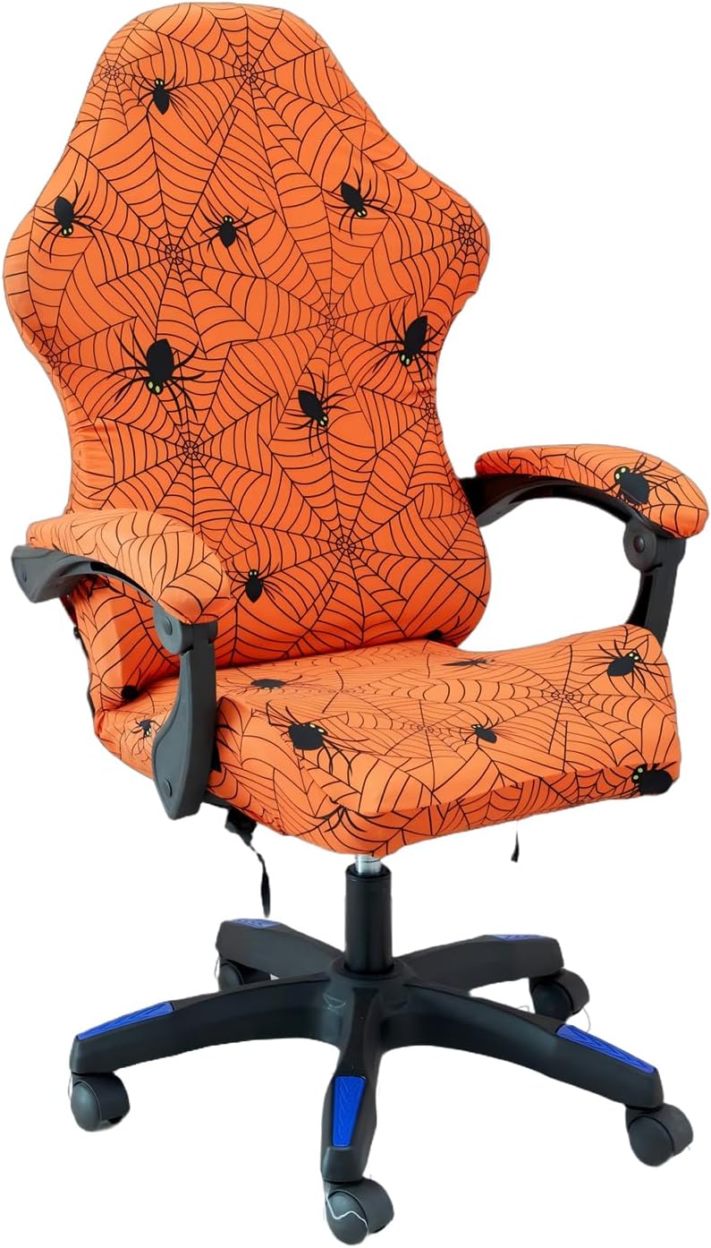 Gaming Chair Covers Slipcovers, Stretch Removable Washable Computer Reclining Gaming Chair Protector Slipcovers with Armrest Cover (No Chairs) (Halloween-Spider Web01)