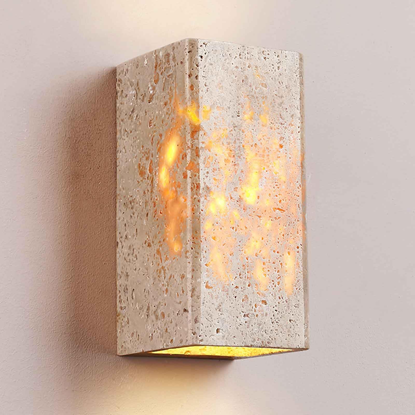SXSCARKX Natural Yellow Travertine Outdoor Wall Light, 9W Wall-Mounted LED Light Source Lamp, Retro Home Staircase Entrance Corridor Sconce, Courtyard B&B Villa Garden Decorative Lamp