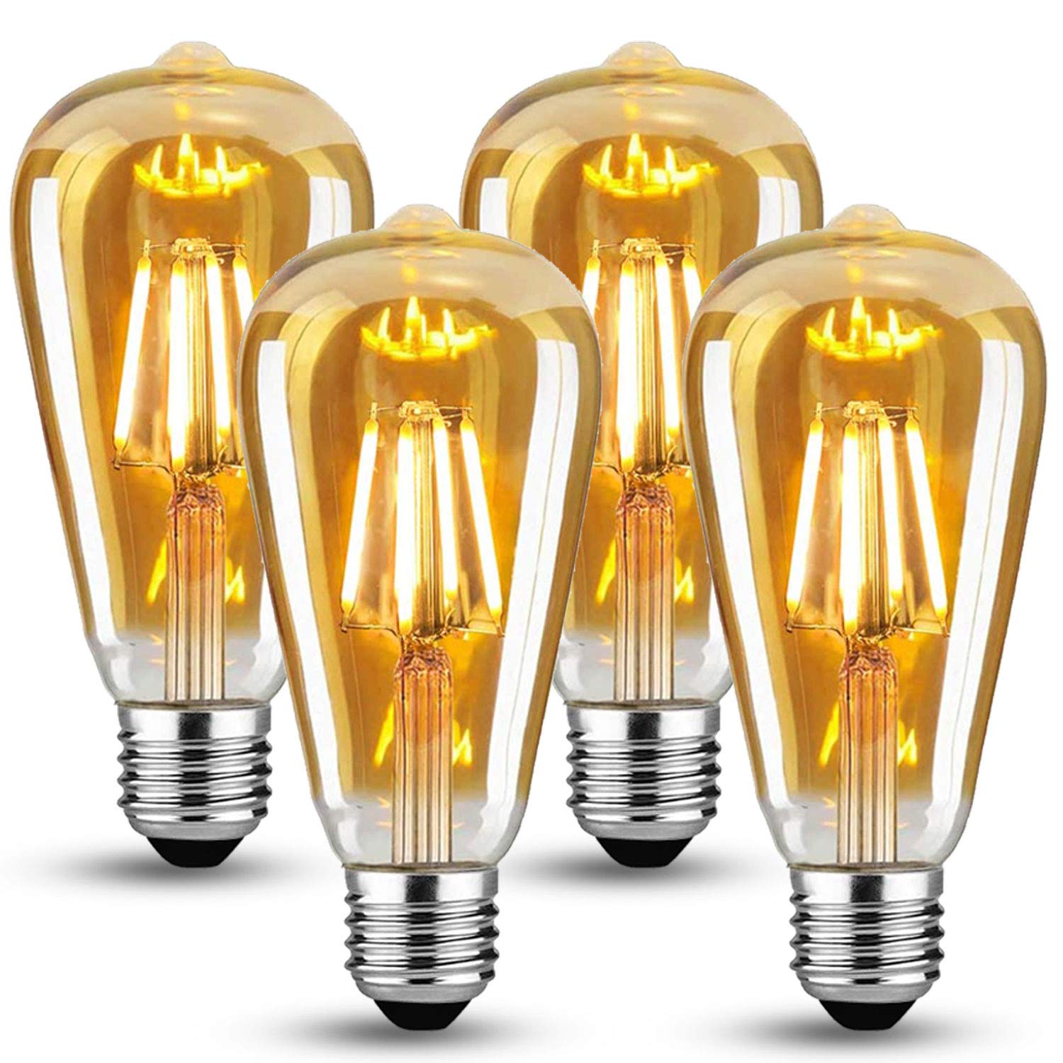 LED Vintage Edison Light Bulb,Edison E27 Screw Bulb 4W(40W Equivalent),Retro E27 Edison Light Bulbs,Antique Style LED Light Bulbs Screw in,Vintage Light Bulb 470LM 2700K Warm White,4 Pack