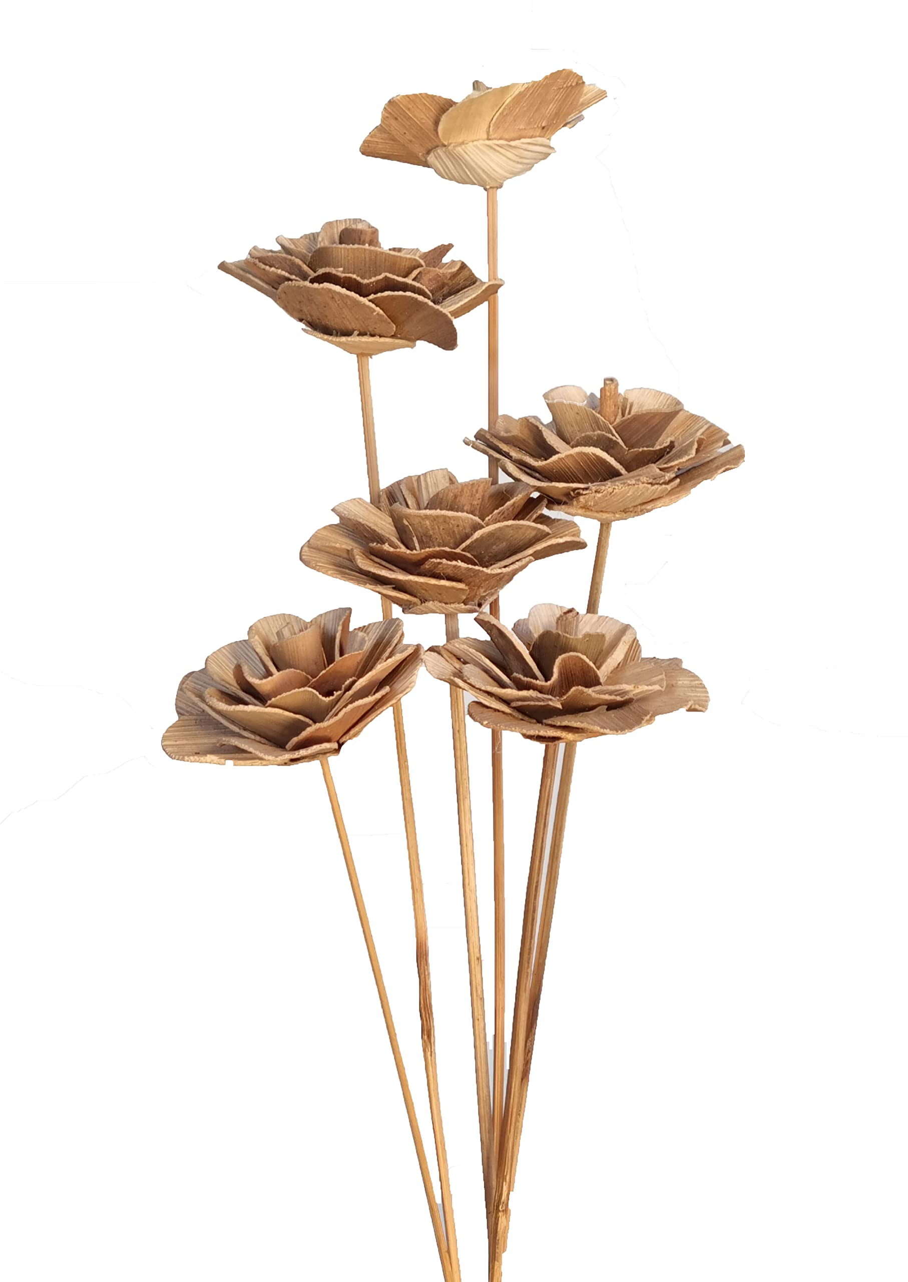 Homestreet Brown Coco Rose Exotic Wooden Flower Bunch In Natural 6 Stems 43Cm