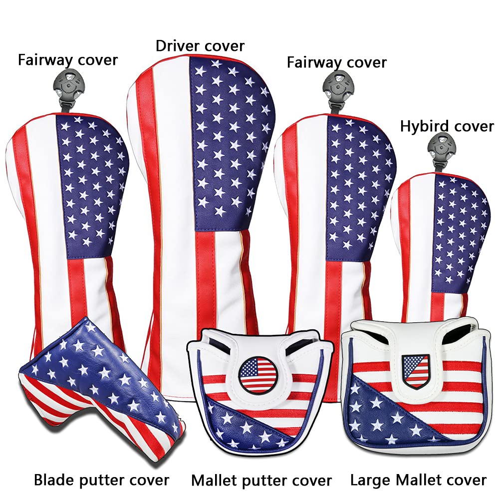 Fundas para cabeza de golf de Estados Unidos para conductor y maderas Fairway de cuero