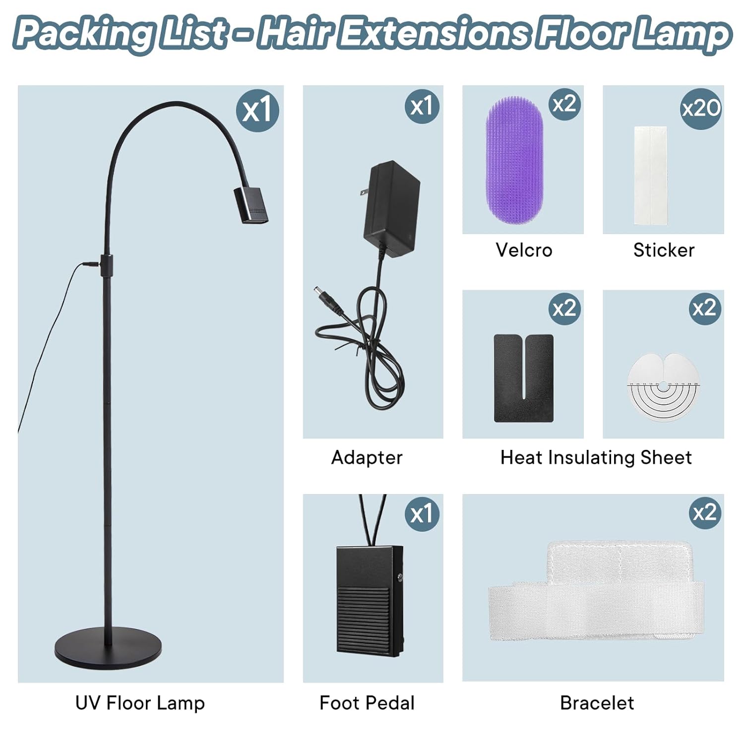 Upgraded V Light Hair Extension Lamp with Stand and Foot Petal Control, 360° Flexible Adjustable & Bendable Gooseneck UV Hair Extension Lamp