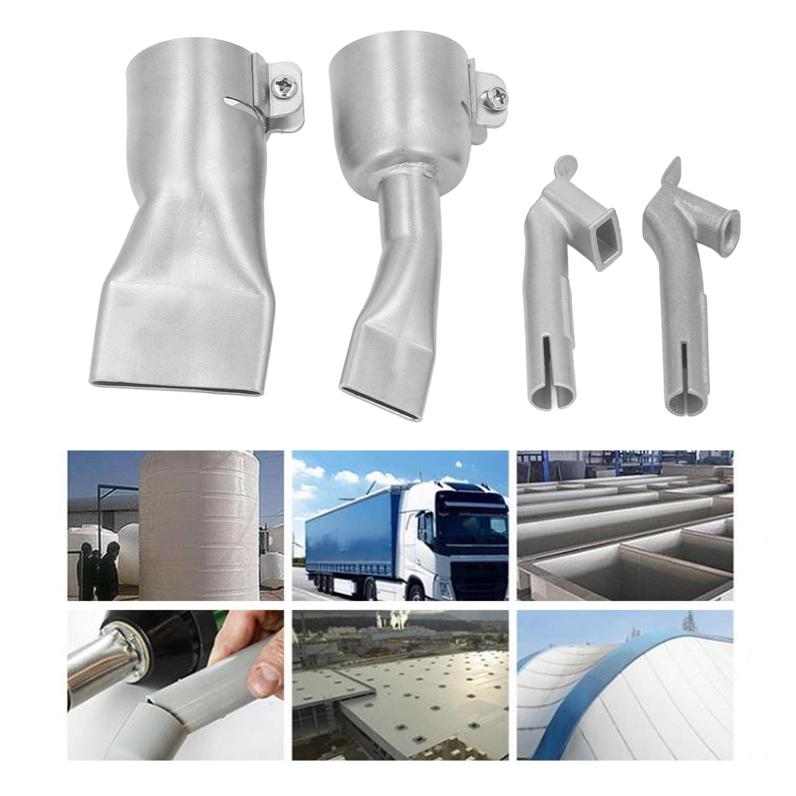 Set di pezzi ugelli di saldatura per pistola ad aria calda accessori di ricambio resistenti al calore 2 pezzi punte piatte per saldatura a bocca larga 2 pezzi ugelli per saldatura veloce per PVC PP