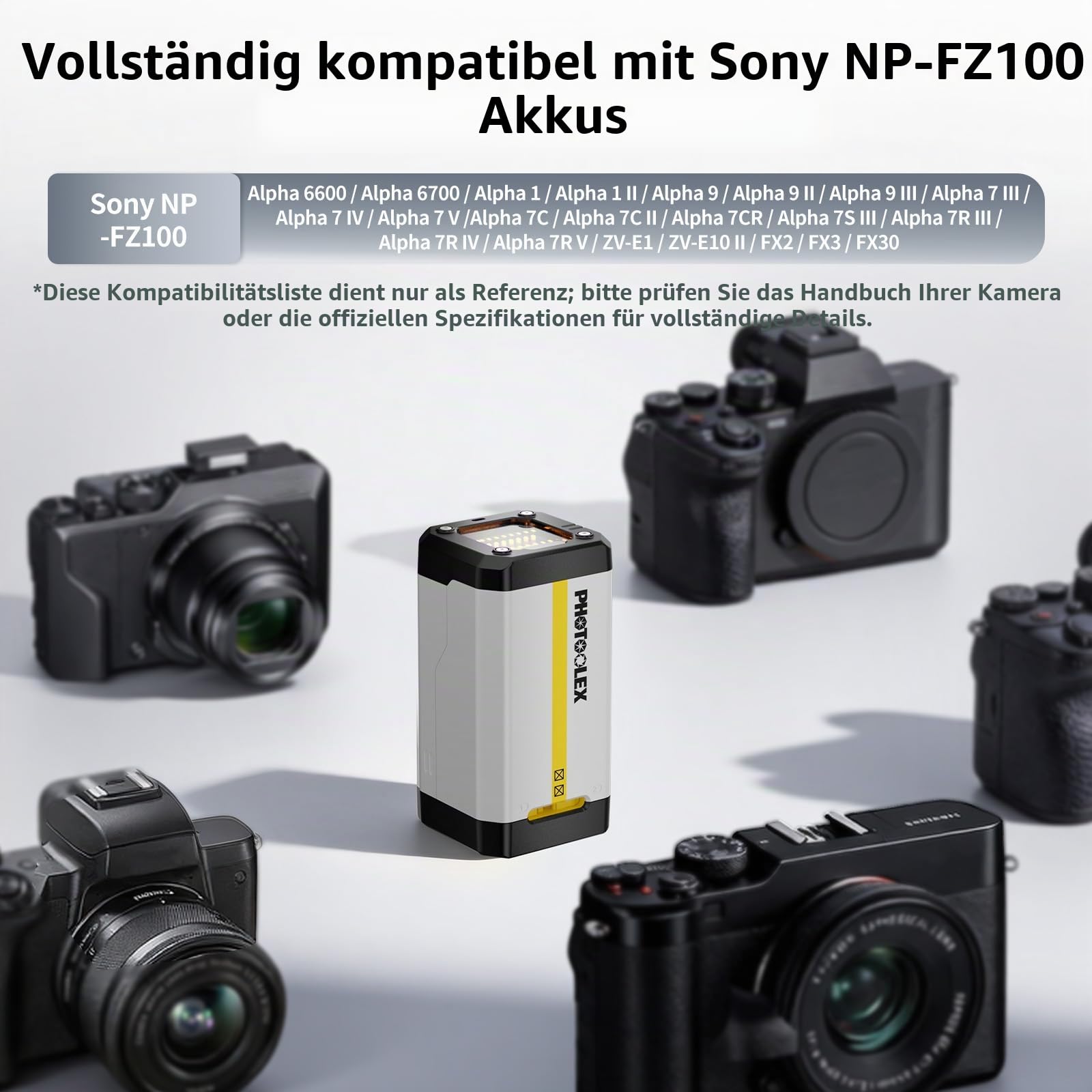 PHOTOOLEX NP-FZ100 Akku ladegerät für Sony, BB 2 Dual-Slot Kameraladegerät mit 30W USB-C-Schnellladeanschluss, kompatibel mit Sony A7V, A7III, A7IV, A7R V, A7R IV, A6700, A7R3, ZV-E1, FX3, ZV-E10II