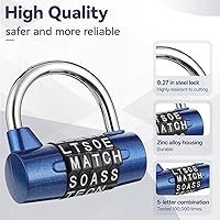 Vista 4 de 4 Pcs 5 Letter Combination Lock Safety Padlock Combination Locks Keyless Resettable Metal Lock for School Gym Sports Locker Fence Toolbox Case Hasp