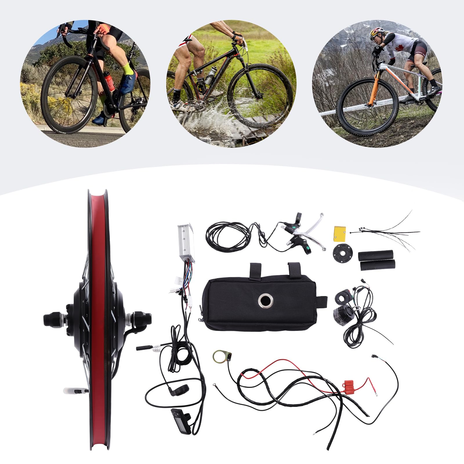 Zestaw do konwersji, zestaw do roweru elektrycznego z silnikiem w piaście 350 W (36 V), silnik rowerowy LCD o maksymalnej prędkości 28 km/h, pasuje do większości rowerów