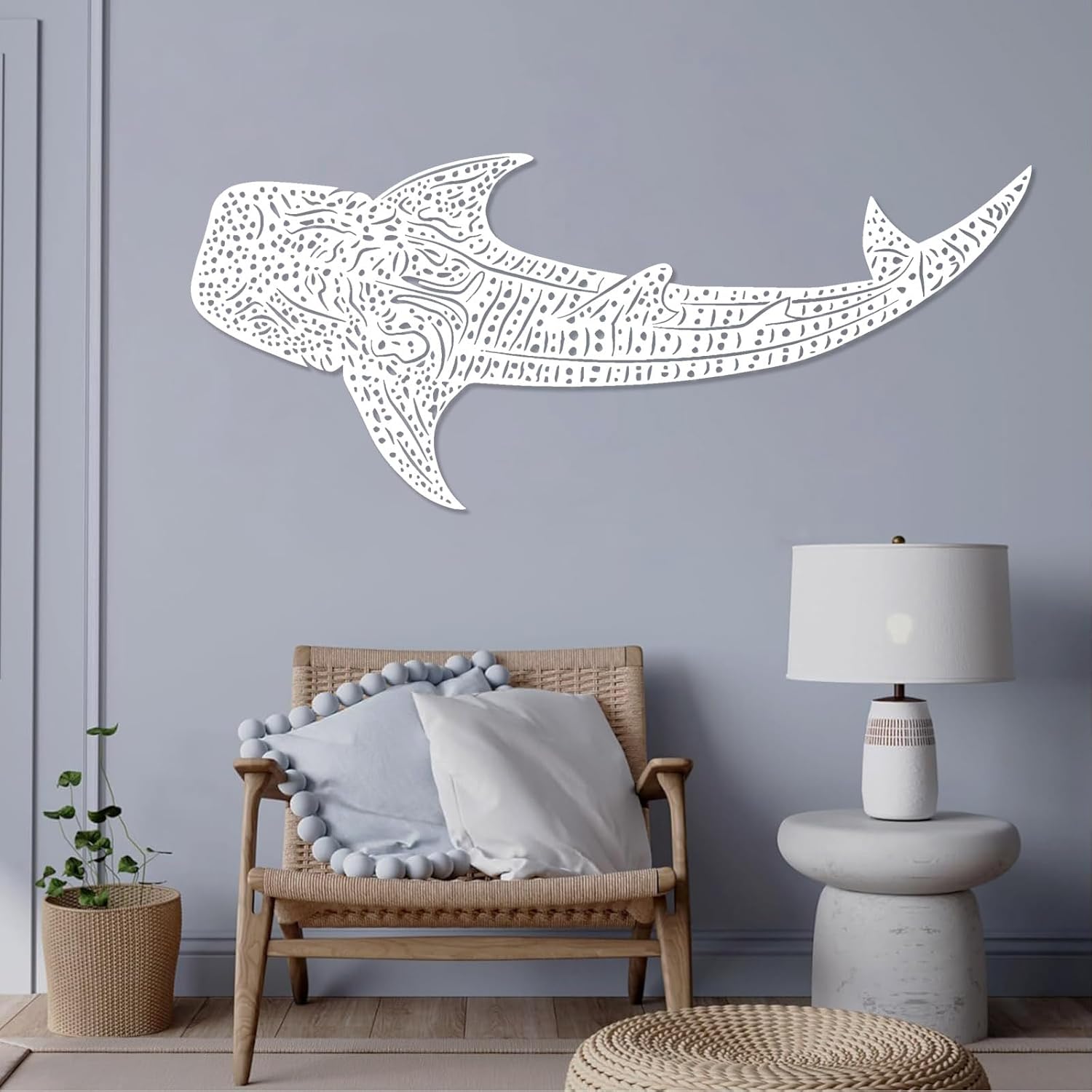 Whale Shark Metal Wall Art, Whale Shark Wall Decor, Shark Themed Modern Design Wall Decor, Marine Life Metal Wall Art, Ocean Wall Art, Bathroom Wall Art, Wildlife Lover Gift (25"x59"|64x150cm, Black)