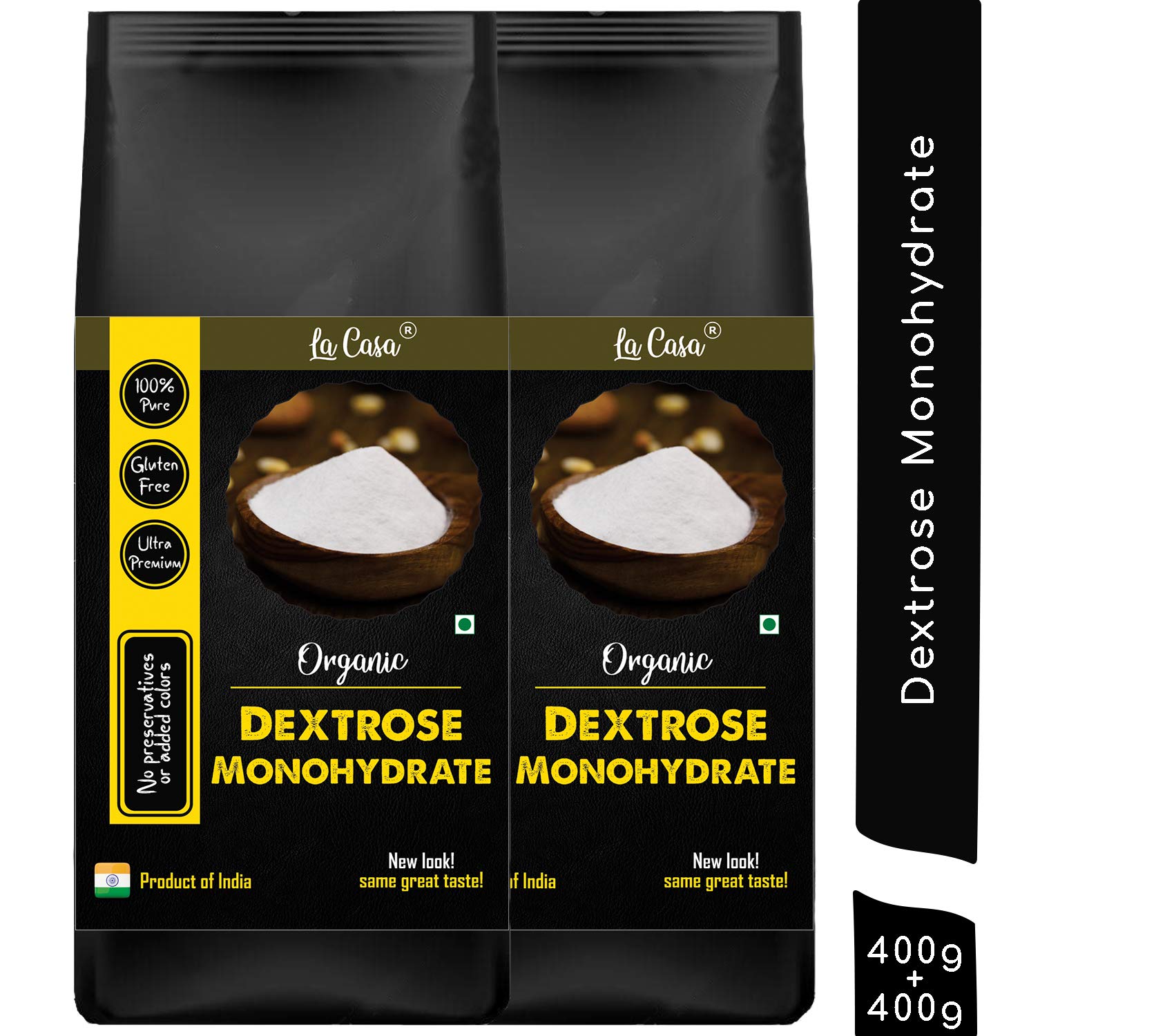 La Casa Dextrose Monohydrate | Combo Pack of 2 | Premium Sugar Alternative | Vegan & Gluten Free | Glucose Powder | 400g + 400g | (B08JH9Y4YB) Amazon Price History, Amazon Price Tracker