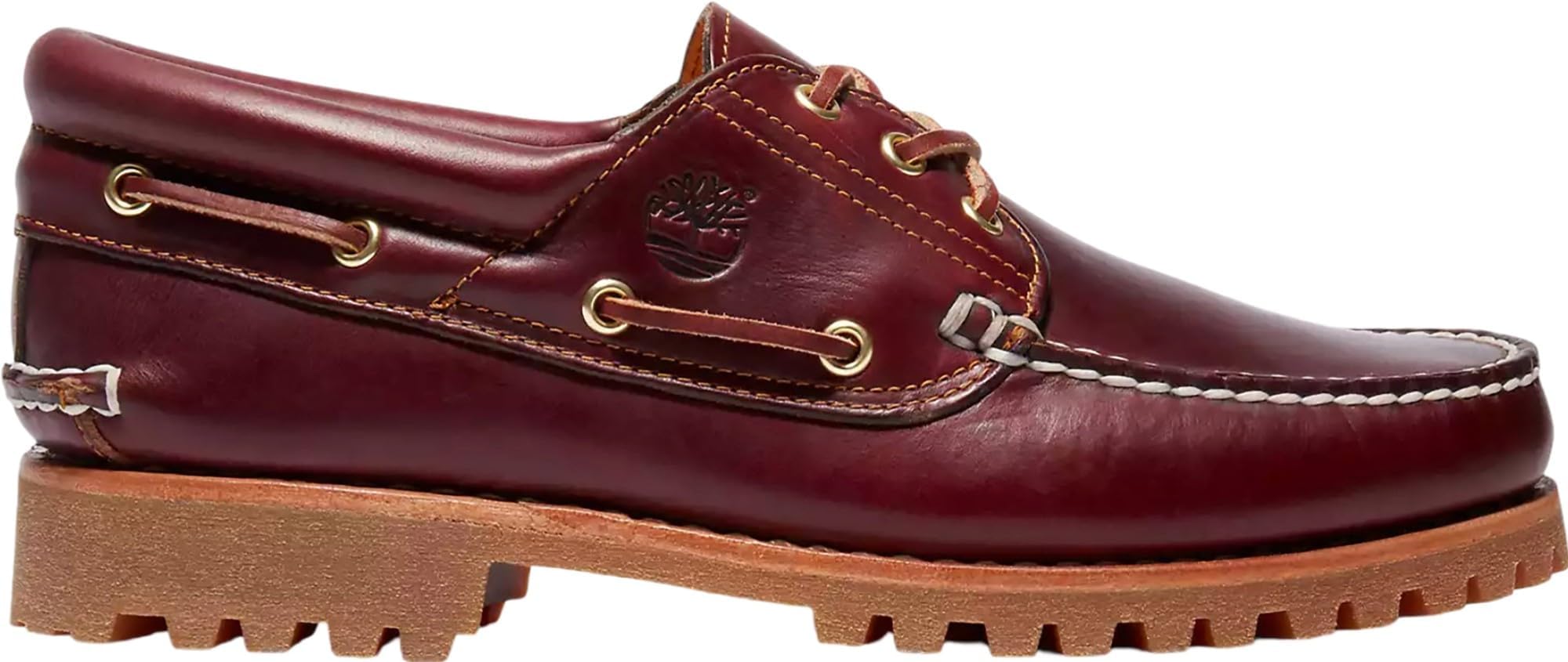 Timberland Men's Authentic 3-Eye Lug Handsewn Boat Shoe, Root Beer Full Grain, 9.5 M US Burgundy