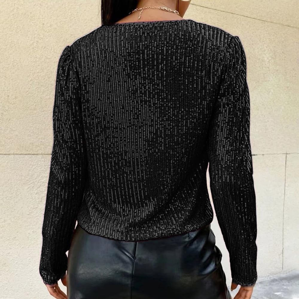 TYNORA Women’s Sequin Jackets Long Sleeve Open Front Coat Glitter Short Blazer Casual Coat Party Club - Image 5