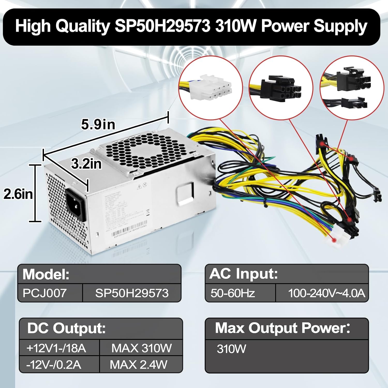 LXun Upgraded PCJ007 310W Power Supply 10pin Compatible with Lenovo TFX M310 410 415 510 610 710 ThinkCentre M920s 10Pin 310W Power Supply Replaces HK360-71PP PCH015 PCK012【10PIN+8/6+2PIN+2 * 4PIN】