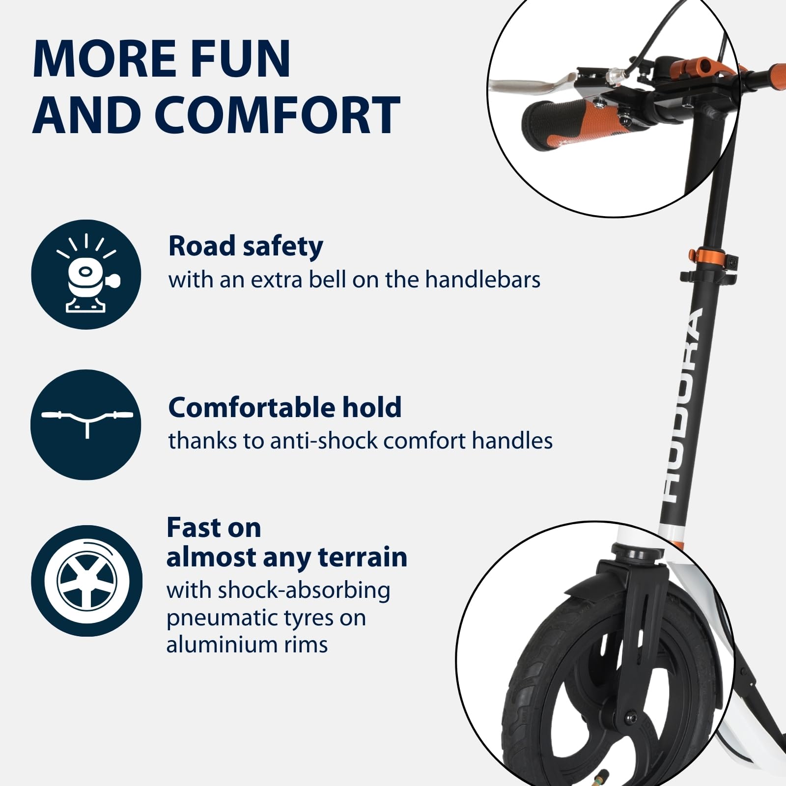 Hudora BigWheel Air Dual Brake hulajnoga pneumatyczna z hamulcem ręcznym, z oponami pneumatycznymi, hulajnoga miejska