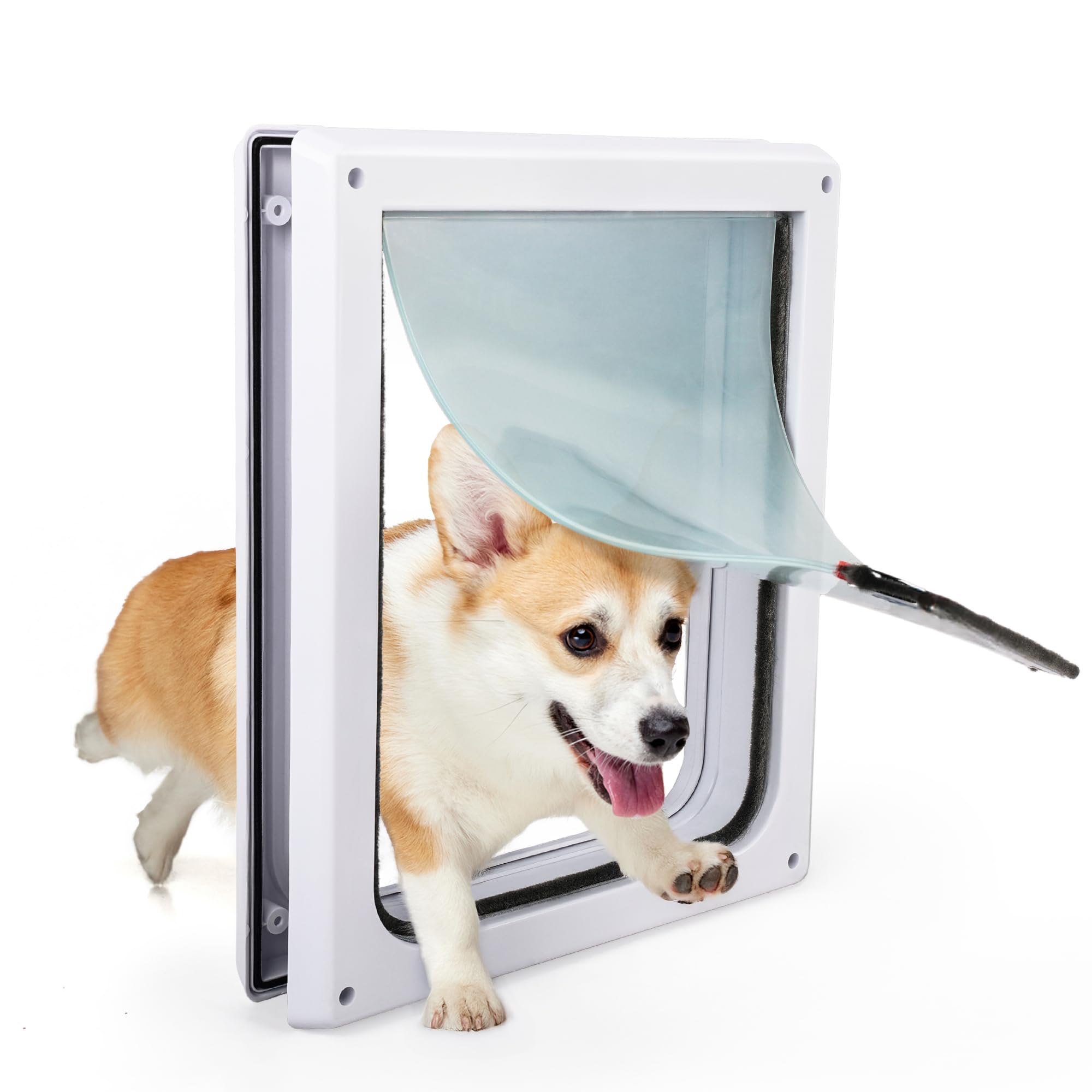 PAWISE 2-Wege-Hundetür, abschließbare Hundeklappe mit robuster Metallplatte und flexibler, transparenter Klappe, wetterfest und einfach zu installieren, Haustiertür für Hunde, leises und
