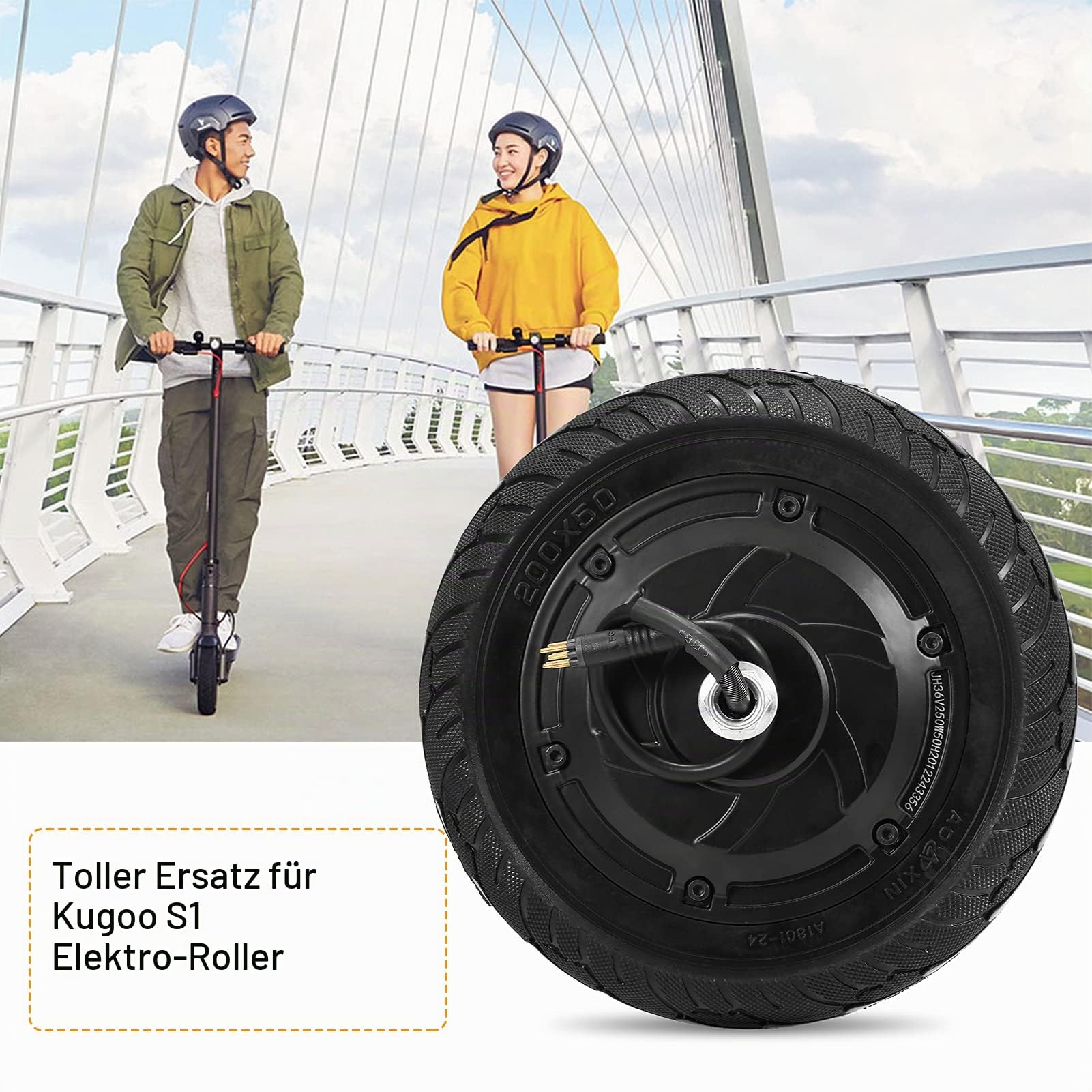 Lixada 350W Elektroroller Motor Motor Reifen Vorderrad Vollgummi Motor Motor Fahrreifen für Kugoo S1