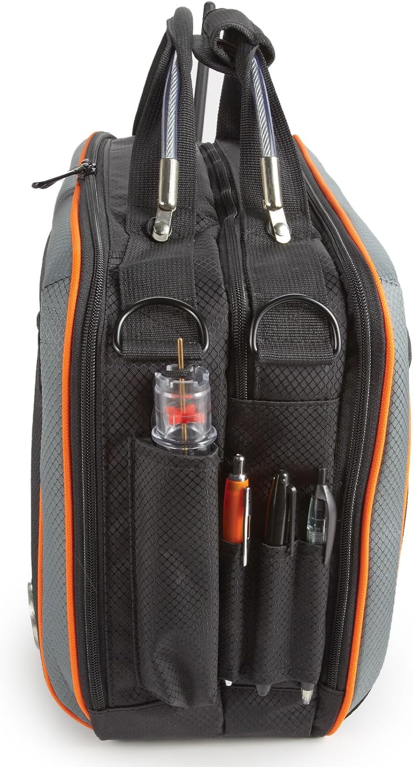 Flight Outfitters Lift XL Flight Bag, Durable Aviation 2-Headset Padded Pilot Bag, with Shoulder Strap, Lift XL (Black/Orange)