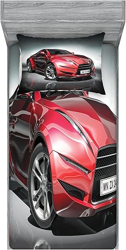 Miniatura 140 de Ambesonne Juego de sábanas bajeras y fundas de almohada de los años 90, patrón geométrico en estilo retro, formas redondas de triángulo de media