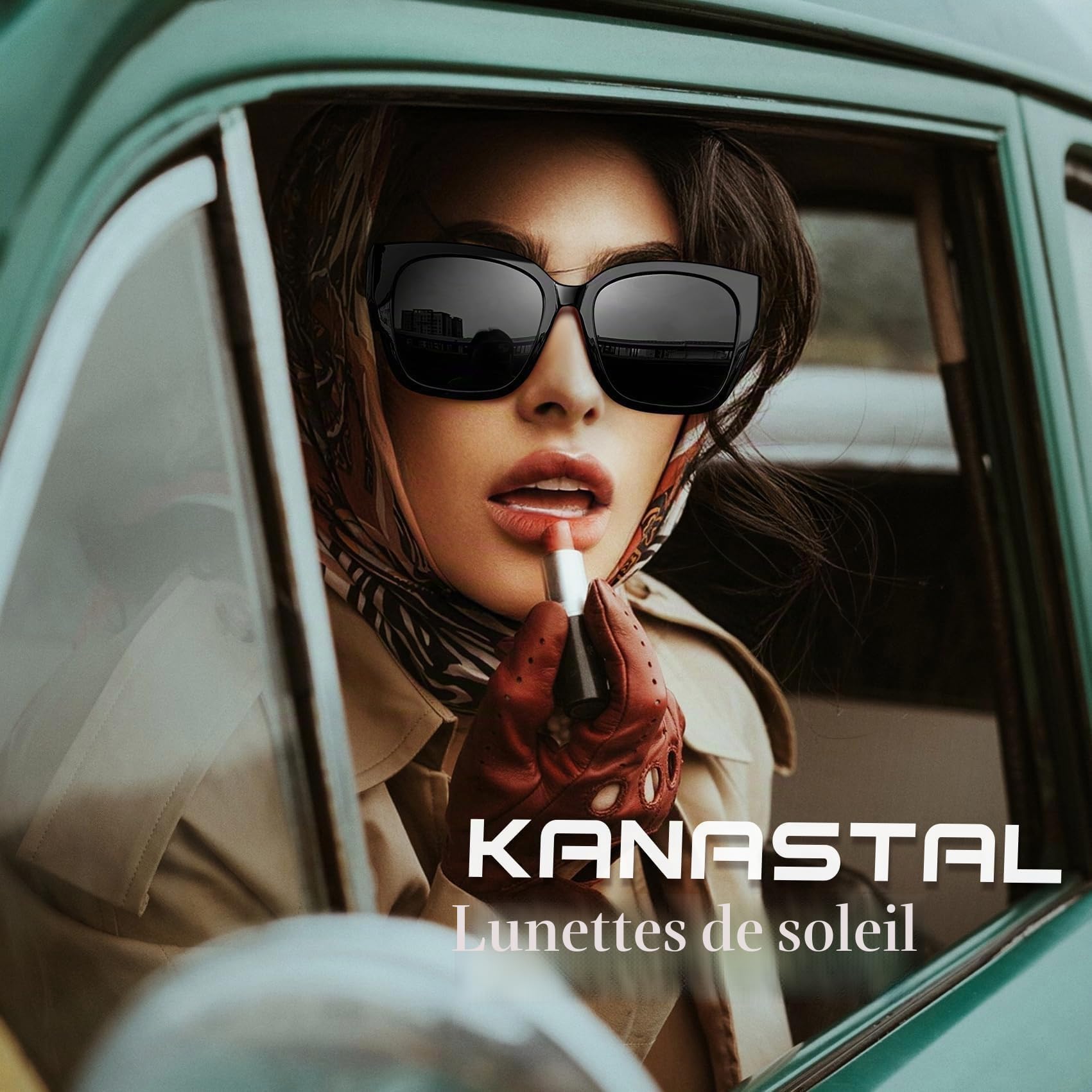 KANASTAL 2 Paires Surlunettes de Soleil Polarisées Femme Homme UV400 Sur Lunettes de Soleil Oversize Carrées Unisexe Tendance pour la Conduite Voyage