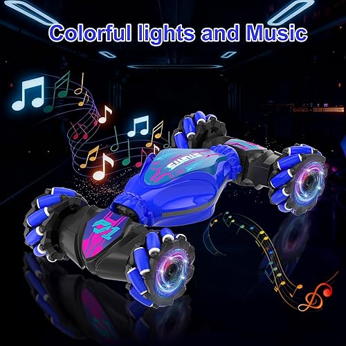 Miniatura 4 de Auto de acrobacias RC con detección de gestos, 4WD controlado a mano y control remoto con luz y música, rotación de 360, modos de carretera y