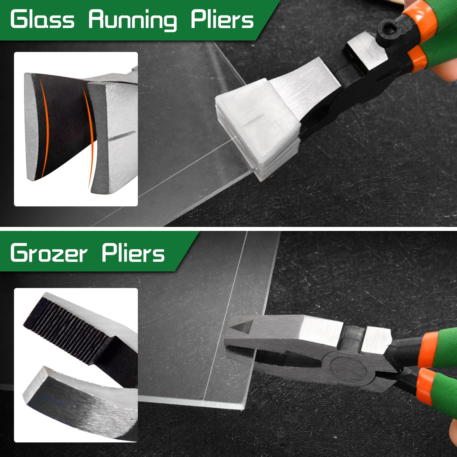 LEONTOOL Juego de 20 herramientas de mosaico de 8 pulgadas con ruedas de vidrio para azulejos con rueda de corte de repuesto y alicates de vidrio para correr, alicates Grozer Kit de cortador