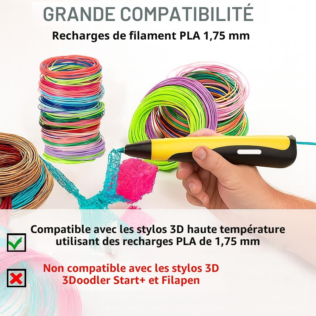 Yungden Filament Stylo 3D, 30 Couleurs 1,75MM Recharge 3D Pen Filament, Total 90M pour Fil Stylo 3D, Compatible avec SCRIB3D, MYNT3D, SAYWE et Acdolf Stylo D'Impression 3D ( Stylo 3D non inclus )