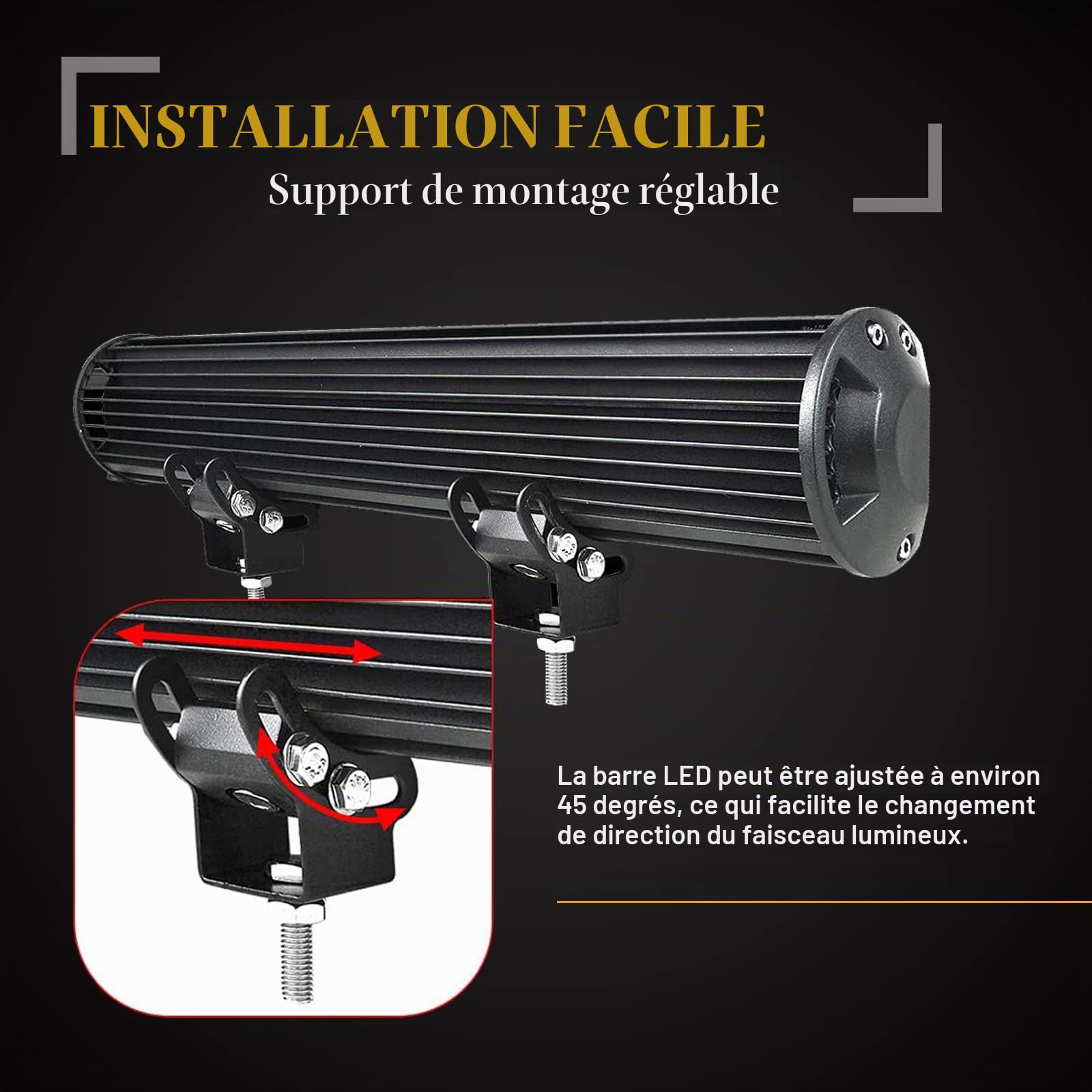 SKYWORLD 50CM 126W Barre Led 4x4 avec Support de Plaque D'immatriculation