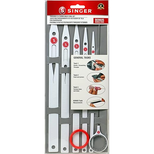 SINGER Drawstring Threader and Sewing Loop Turner Tool Set Medium
