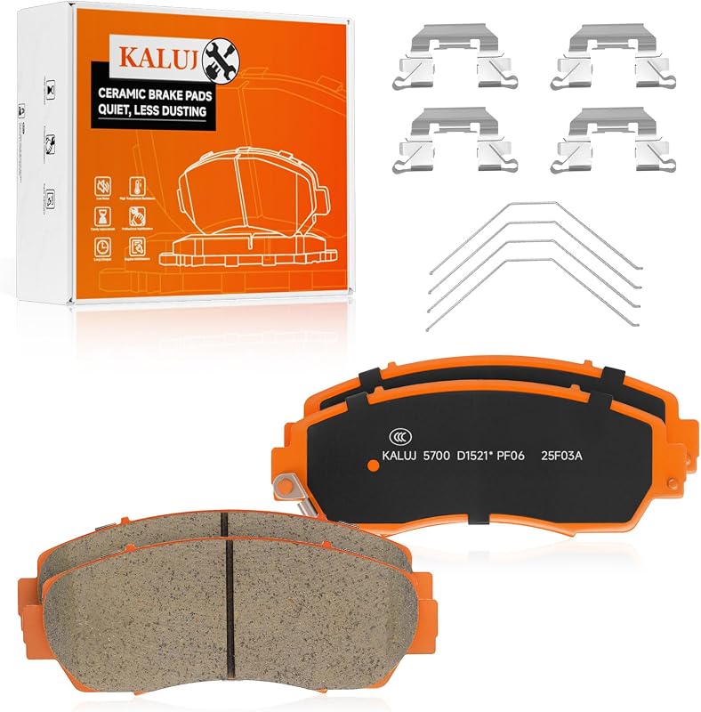Pastilhas de freio dianteiras cerâmicas KALUJ D1521 para Honda, Acura e Subaru – Jogo com 4 unidades