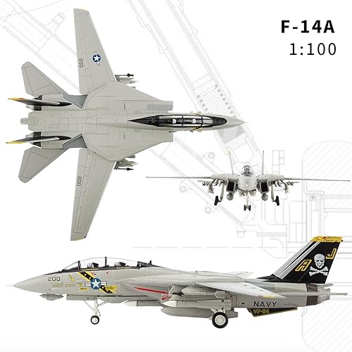 Miniatura 3 de Modelo militar 1100 Avión Grumman F-14A Tomcat Alloy Fighter Avión, modelo de avión para colección y regalo.