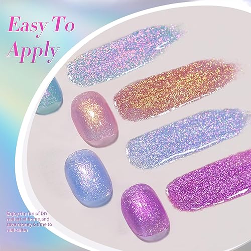 Miniatura 2 de Born Pretty Juego de esmaltes de uñas de gel de perlas con brillo de sirena brillante, esmalte de gel transparente de gelatina nacarada, barniz de