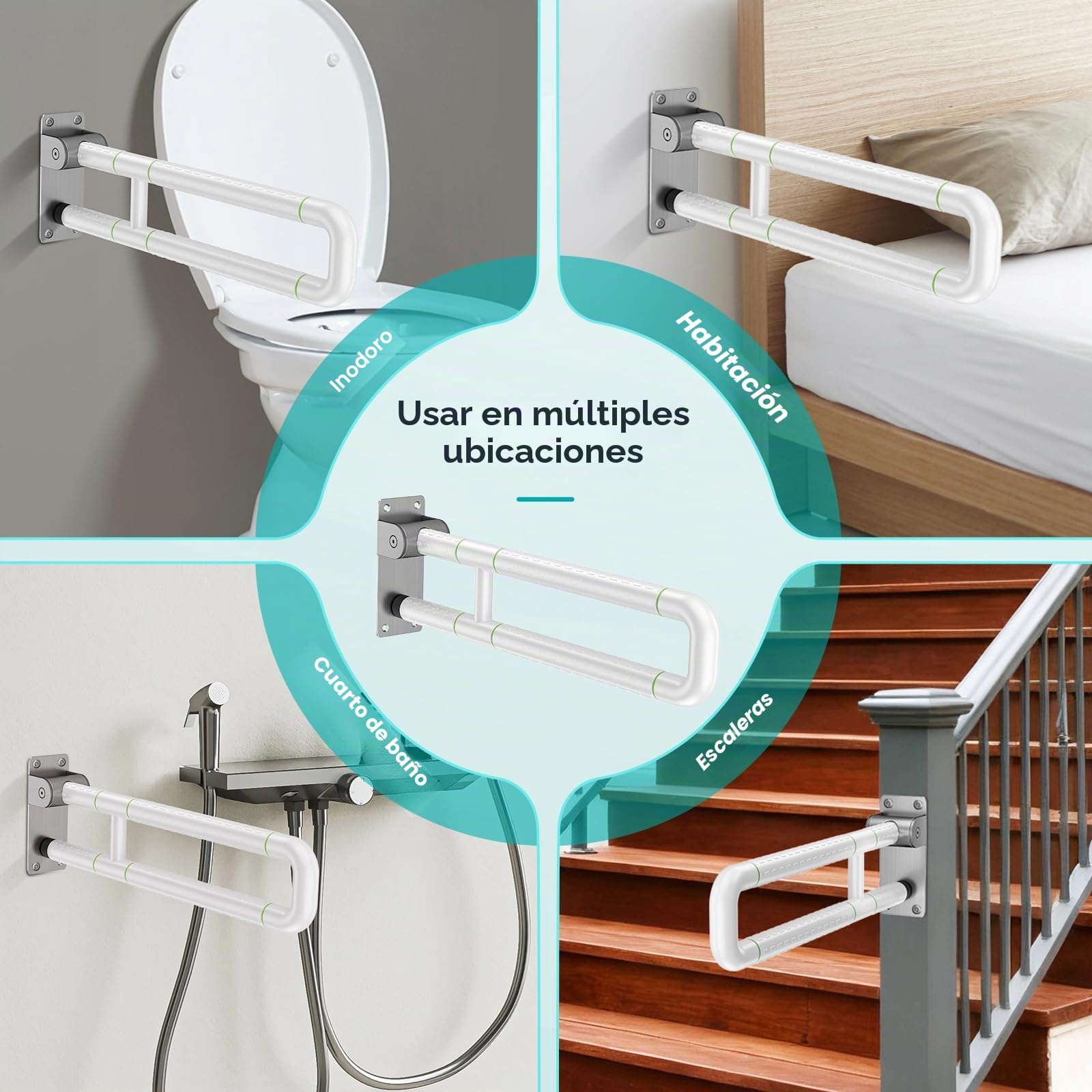Barra de soporte de inodoro blanca 60 cm barra de soporte de baño de acero inoxidable baño plegable mango de soporte de seguridad 300~350 kg