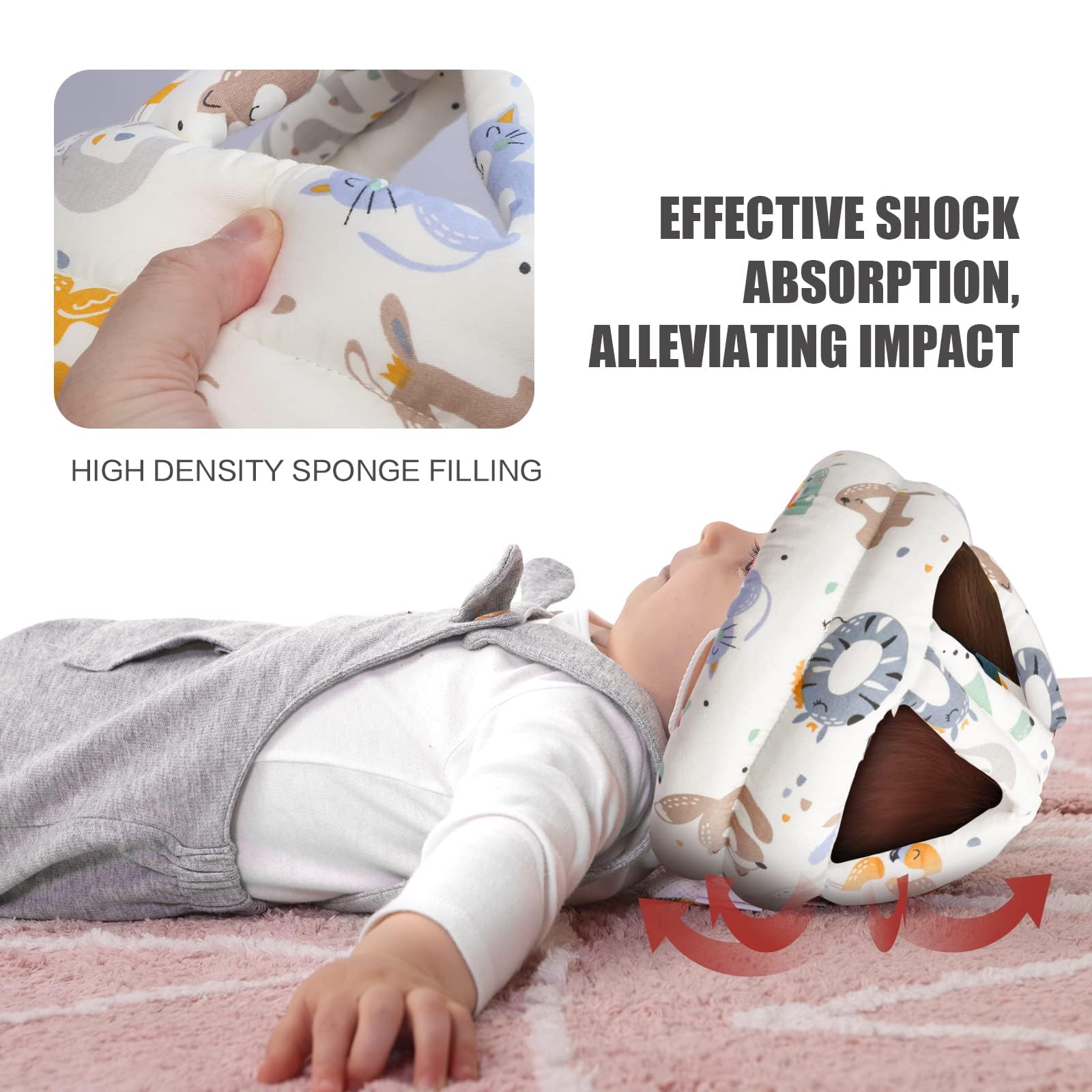 Casque Anti-Collision 360° Pour Bébé - Protection Tête Réglable Coton Confortable 6-36 Mois