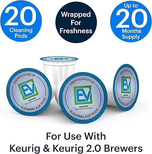 Miniatura 3 de Essential Values Cápsulas de enjuague compatibles con solución de descalcificación Keurig, paquete de 10 unidades, descalcificadora para máquinas de
