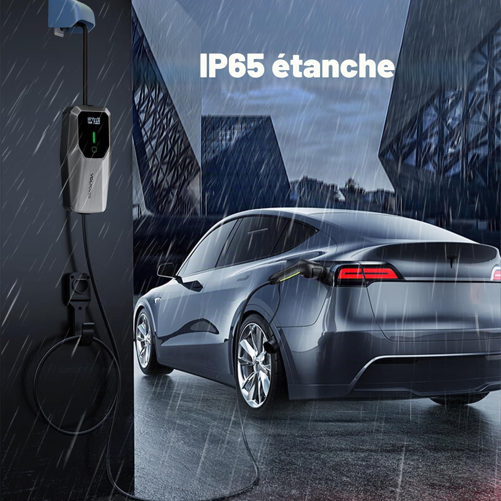Chargeur Voiture Electrique,11KW EV Chargeur Type 2,Câble Type 2 Schuko,Courant réglable [3-phasé][6-16A],Câble de Charge 5M,IP65 étanche,Temps de Charge réglable[30Min-5H]