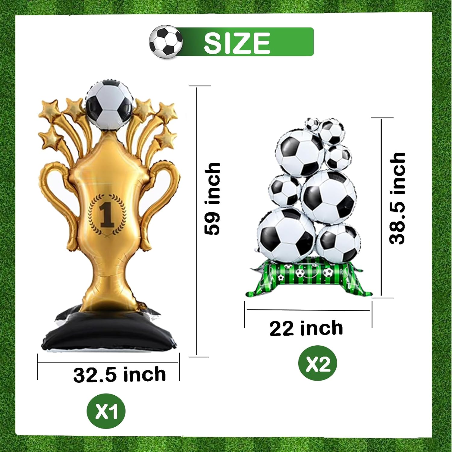 3PCS Soccer Party Decorations - Large Soccer & Trophy Foil Balloon Set, Sports/Birthday Themed Party Supplies for Soccer Fans,2026 FIFA World Cup Decor - Image 2
