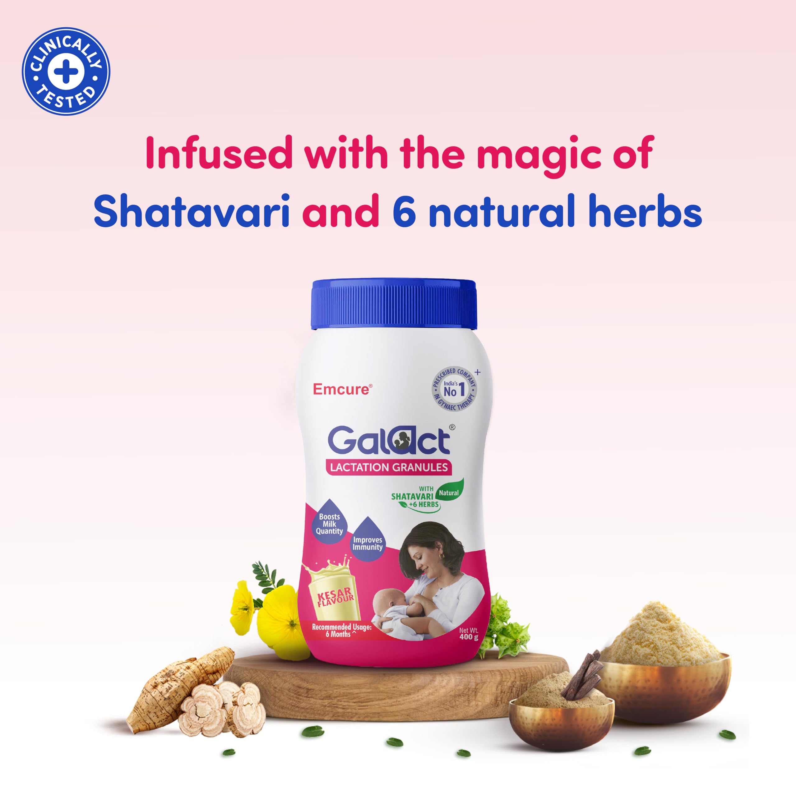 Galact Lactation Granules 400g | India's Only Brand with 100+ Patient Clinical Trial | Lactation Supplement for Breastfeeding | 4X Milk Boost | Shatavari & 6 Herbs | 20 Days Pack | Kesar Flavour 3