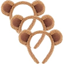 3 Pcs Bear Ears Headbands for Adults, Women, Brown Bear Chipmunk Ears Headband Soft Furry Fur Animal Ear Headbands for Halloween Costume, Party, Cosplay