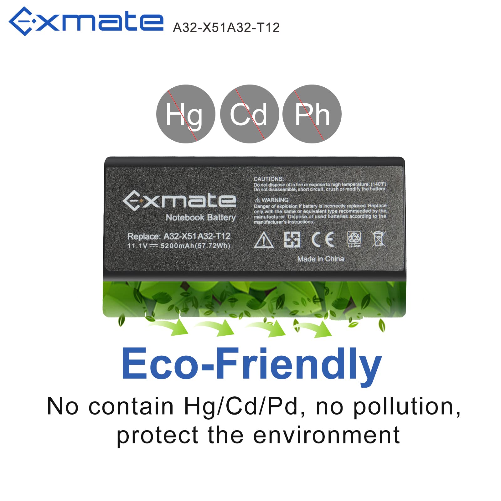 Exmate 11,1 V 5200 mAh akumulator do laptopa A32-X51 A32-T12 do ASUS X51 X51C X51H X51L X51R X51RL X58 X58C X58L T12 T12C T12FG T12JG T12MG T12MG T12MG T12MG T12MG T12MG T12 2UG T1. 2RG
